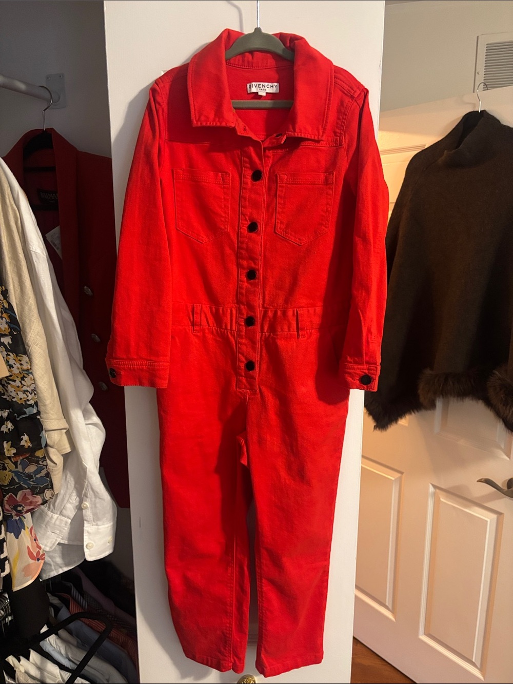 Givenchy Vibrant Red Denim Jumpsuit